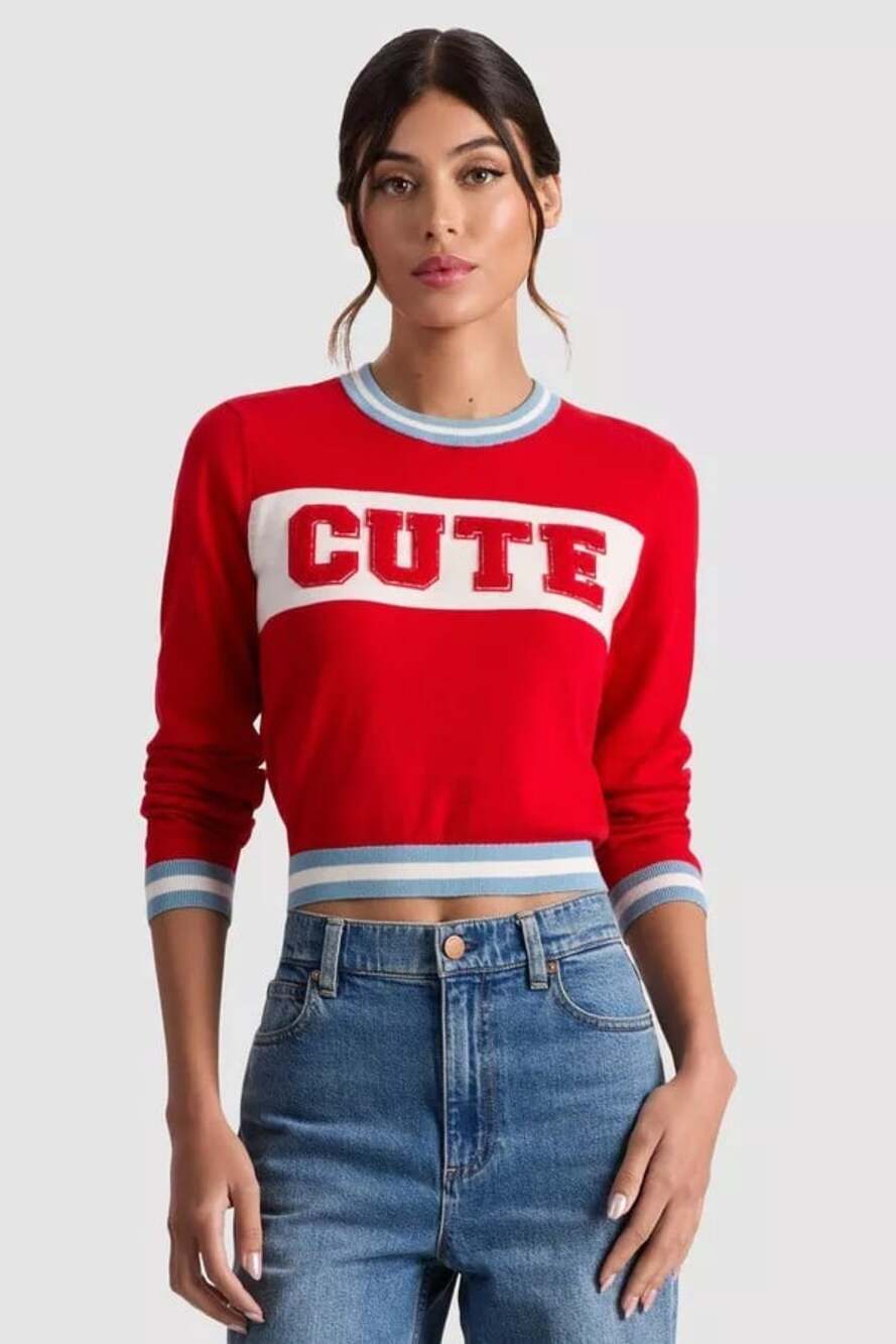 Alice + Olivia Carolann "CUTE" Medium Pullover Sweater